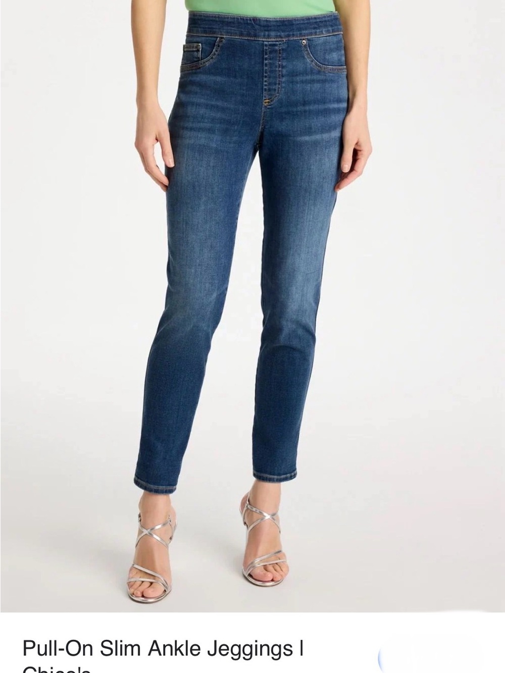 Chico's Slim Pull-On Ankle Jeggings in Medium Blue Wash